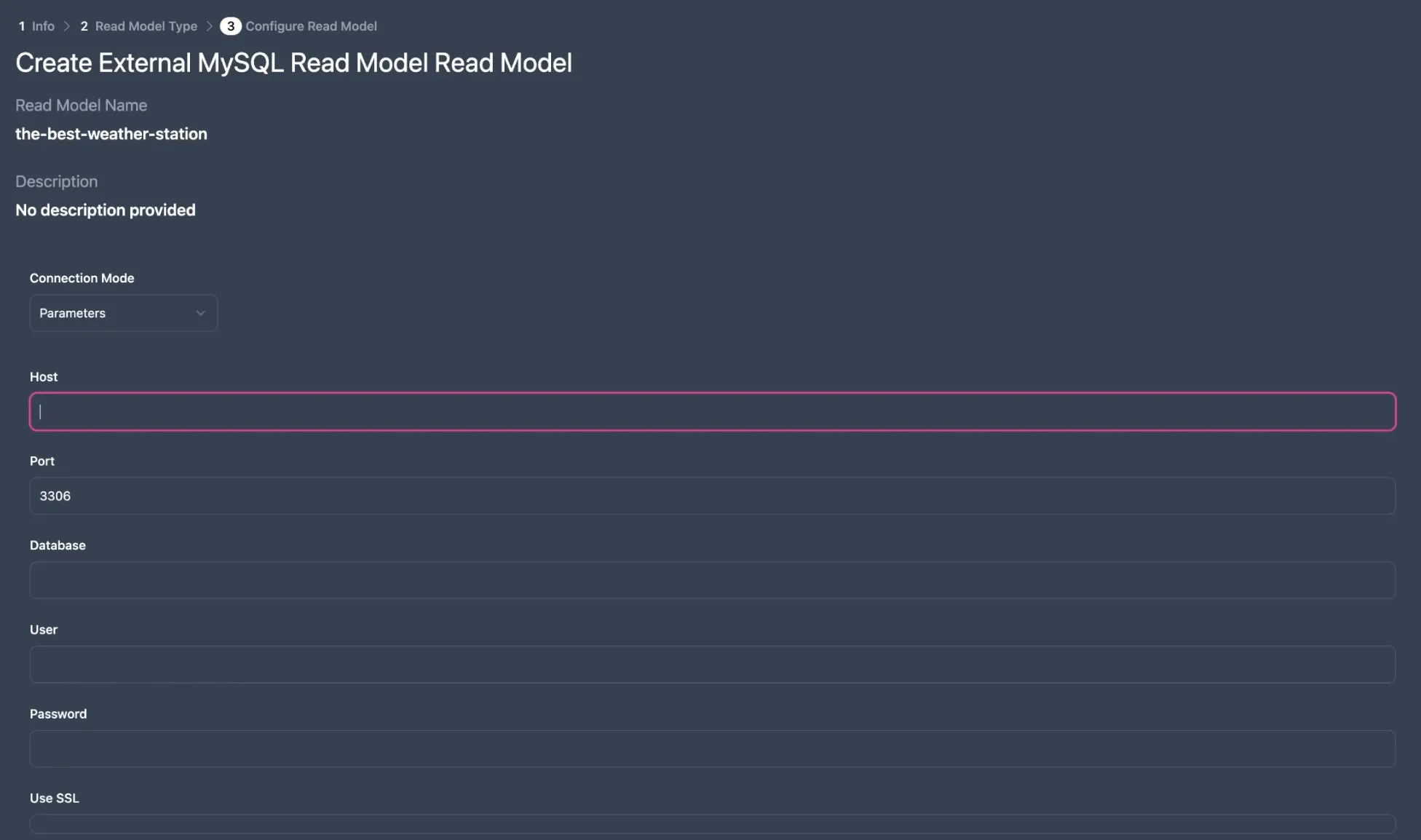 Connect read model to database