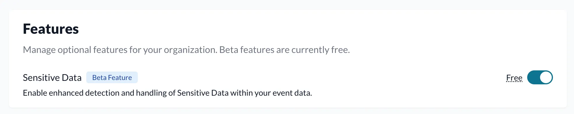 Enable Sensitive Data toggle in tenant settings