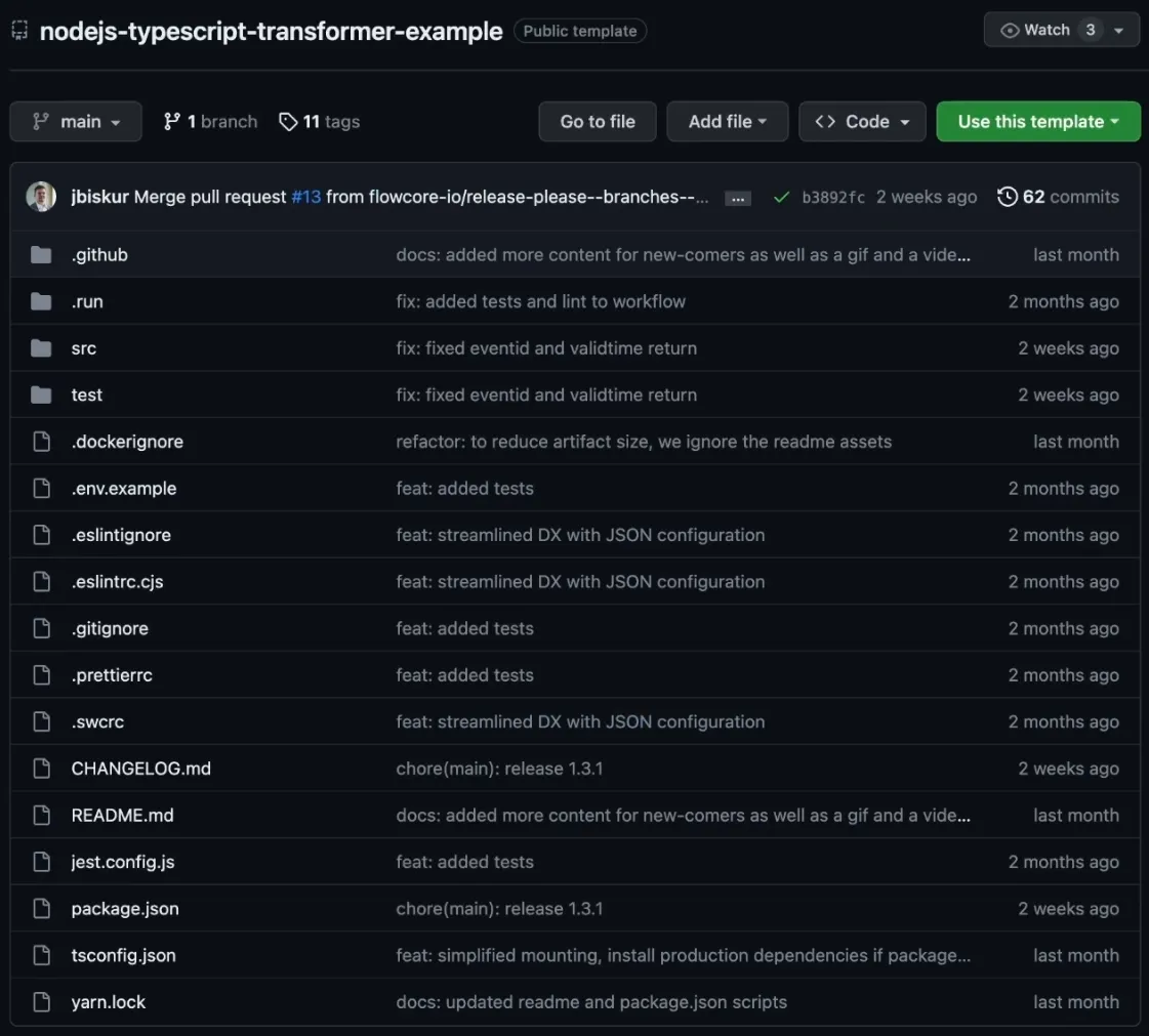 Template for typescript transformer